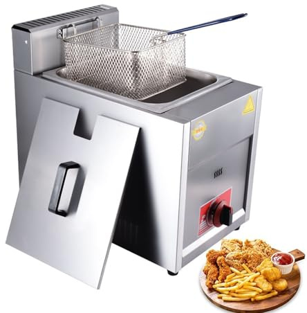 Kommerzielle Fritteuse aus Edelstahl,10L/20L Großraum Küchen Fritteusen mit Abnehmbaren Körben und Deckeln,professionelle Gewerbliche Gasfritteuse für Restaurant, Heimküche, Snackbar