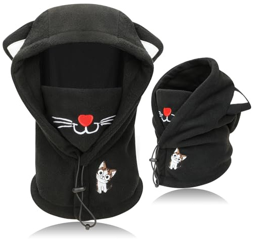 VGMANNTA Termisk fleece balaklava barn vinter nytt djur ansiktsskydd skidmask för barn från 4–12 år, multifunktionell vindtät halsduk med huva halsvärmare för cykling Outdoor-B