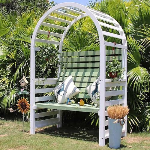 Wooden Pergola Bench Arch - 3-Seat Natural Structure for Climbing Plants in Backyard Gardens