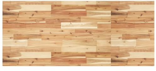 QUAHEAS Waschtischplatte Ölbeschichtung 140x60x4 cm Massivholz Akazie, Rechteckige Bad Arbeitsplatte für Badezimmer Waschtisch, Robuste Holzplatte Natur