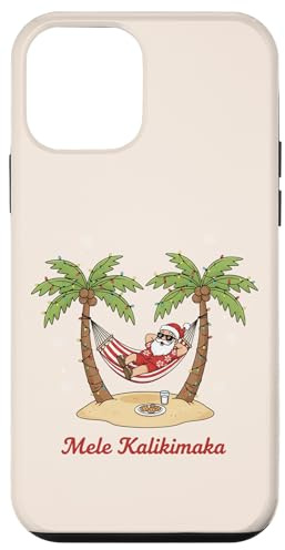 Mele Kalikimaka Natale hawaiano Santa Palm Tree Vacation Custodia per iPhone 12 mini