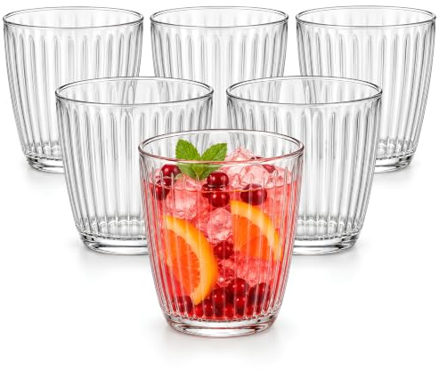 KIAPPO Trinkgläser Set 6er – 340 ml – Elegante Gläser für Wasser, Säfte, Softdrinks, Cocktails & Longdrinks – Hochwertiges Qualitätsglas – Spülmaschinenfest – Elegante Verpackung
