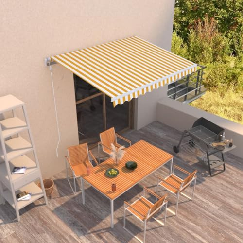 Genérico Toldo automático retráctil Amarillo y Blanco 300x250 cm,Casa y jardín,Jardín,Artículos de Exterior,Toldos,3068868