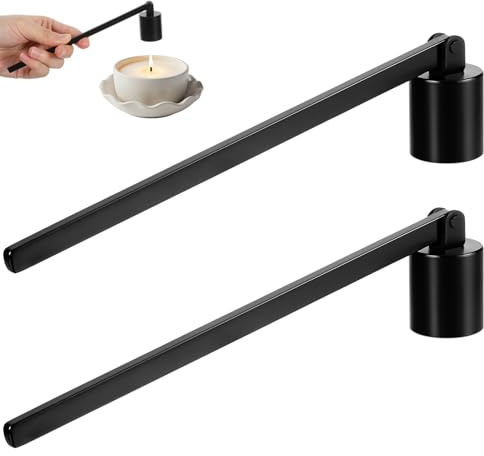 guduling 2pcs Candle Snuffers for All Candles, Stainless Steel Candle Extinguisher Snuffer Candle Snuffer Uk with Long Handle for Most Candles, Black