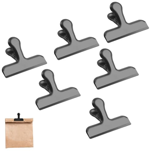 Vmoomax Pince Sachet Alimentaire Reutilisable, 6 PCS 76 mm Acier Inoxydable Fermeture Conservation Clips pour Aliments Photo Cuisine Bureau Maison