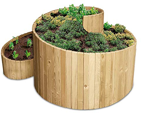 bellissa Kräuterspirale Holz - 95480 - Kräuterschnecke aus Nadelholz - Vormontierter Bausatz inkl. Trennfolie - 120 x 120 x 20/80 cm