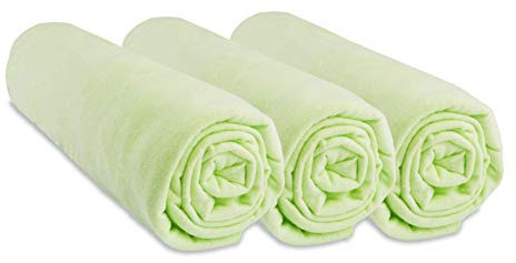 Juego de 3 sábanas de 40 x 80 cm, extensible para 40 x 90 cm, capazo, 40 x 80 cm, 100% algodón, verde anís, transpirable, sueño saludable | marca Easy Dort | Certificado Oeko Tex | Fabricado en Europa