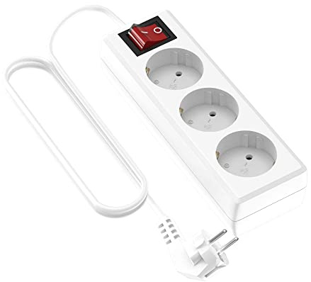 Garza - Reiher Power – Power Extension 3-Fach Schuko mit Schalter, 3 Meter Kabel, Kindersicherung