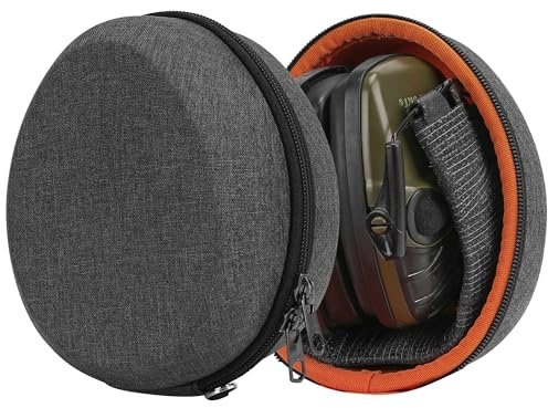 Geekria Shield Headphones Case Compatible with Howard Leight Impact Sport, Walker's Digital Razor PRO, Slim XTRM, Slim Earmuffs, Hard Shell Travel Carrying Bag (Dark Grey)