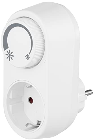 REV Steckdosendimmer – Dimmer für LED, Glüh- & Hochvolt-Halogenlampen - einfache Plug & Play Lösung mit Ein/Aus-Drehschalter & erhöhtem Berührungsschutz, weiß