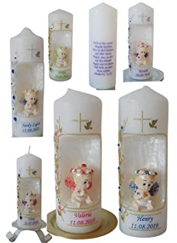 Taufkerze/Kommunionkerze,Konfirmationskerze, Patenkerze,Taufgeschenk 3D Engel inkl.Name,Datum Junge Mädchen