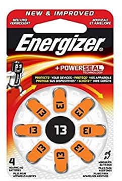 Energizer Hearing Aid Batteries, Size 13, EZ Turn & Lock, Pack of 8 , Orange
