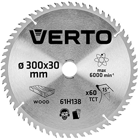 Widia-Sägescheibe 300 x 30 mm, 60 Zähne, Scheibenstärke 2,0 mm, Zahnstärke 3,0 mm, Reduktionsstücke: 30 x 16 mm, 30 x 20 mm, 30 x 25,4 mm VERTO 61H138