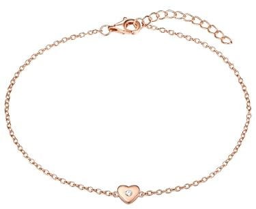 Rafaela Donata Damen Armband mit Herz aus 925/- Sterling Silber rosévergoldet mit Zirkonia weiß - Silberarmband Rosegold Herzarmband