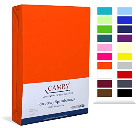 Camry Spannbettlaken 140x200cm - 160x200cm Orange Baumwolle Bettlaken Jersey Spannbetttuch Oeko-Tex 100