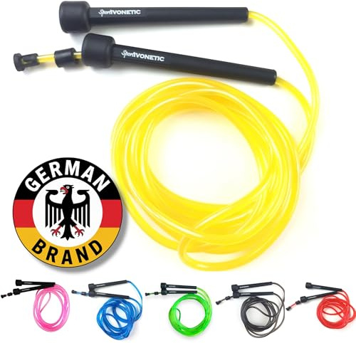 SPORTIVONETIC® Springseil Classic Design, 3 Meter Seillänge, verstellbar, für Erwachsene & Kinder, Speed Rope, Jump Rope für Fitness, Cardio, Boxen, Crossfit