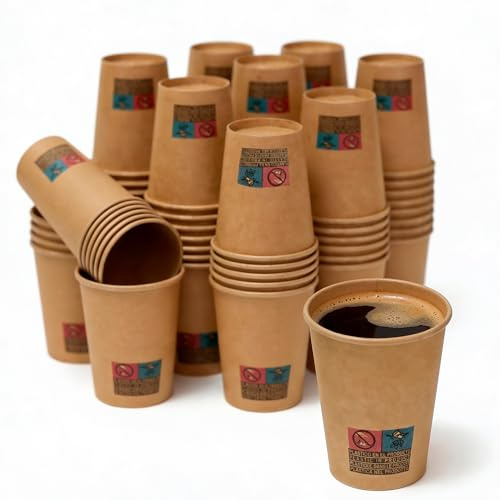VASOMADRID Vasos Café Cartón Kraft 120 ml (4oz) 1000 uds | Fabricado en España, cartón kraft, 120 ml, apto para bebidas calientes, desechable, pack de 1000 unidades