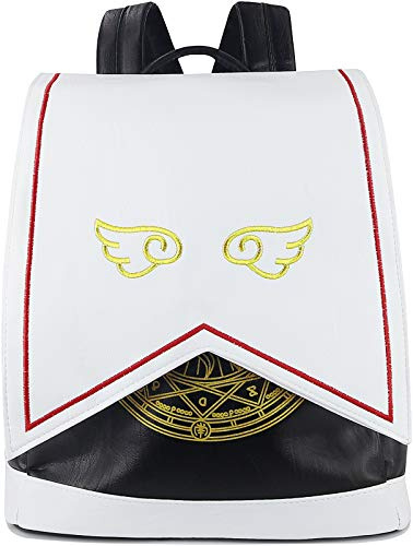 Roffatide Anime Cardcaptor Sakura Sac à Dos Femmes en Cuir Synthétique Rabat Sacs à Dos Broderie Sac Loisirs