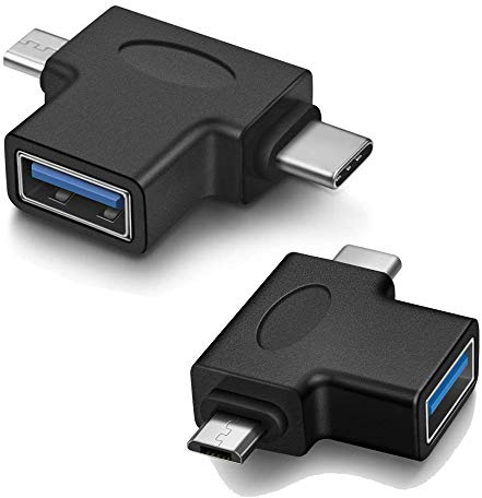 VMOJO 2 in 1 OTG Adapter, USB C Male to USB A 3.0 Female Adapter/Micro USB Stecker auf USB Buchse Adapter, OTG USB Konverter Kompatibel mit Android Google Nexus Samsung Galaxy Note (2 Stücke)