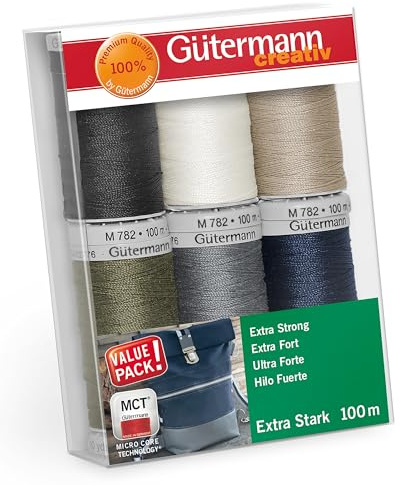 Gütermann - Gütermann Assorterad Färger Extra Stark (100m) Sömnad Tråd Uppsättning - 6 Bitar