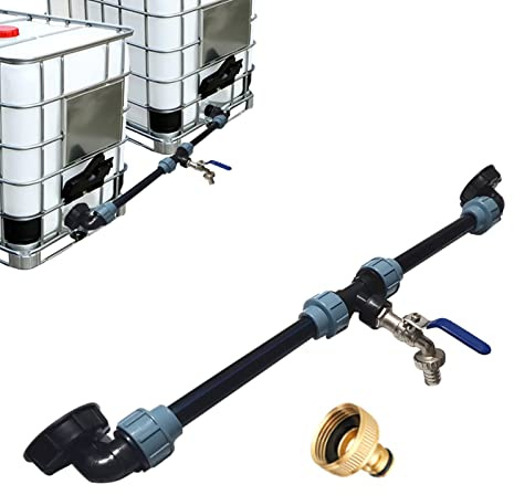 Kit de conexión para depósito IBC con grifo y conexión de manguera de latón de 1/2 para conexión de 2 tanques, adaptador de depósito para hogar y jardín