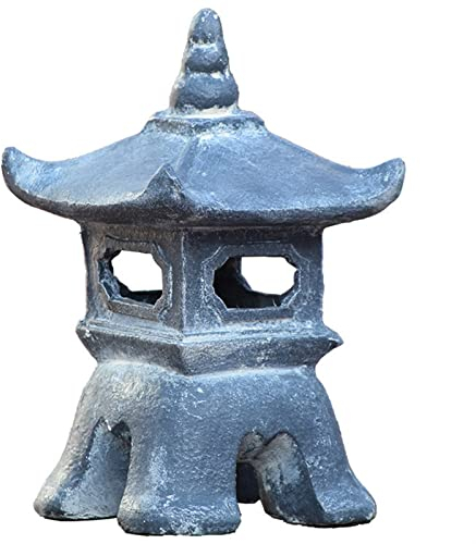 OWIEN Asiatische Zen-Pagoden-Gartenstatue, chinesische Steinlaterne for Zen-Gartendekoration, Outdoor-Rasenhof-Ornament, 24,1 cm hoch (Color : Gray, Size : 7.9x7.9x9.1)