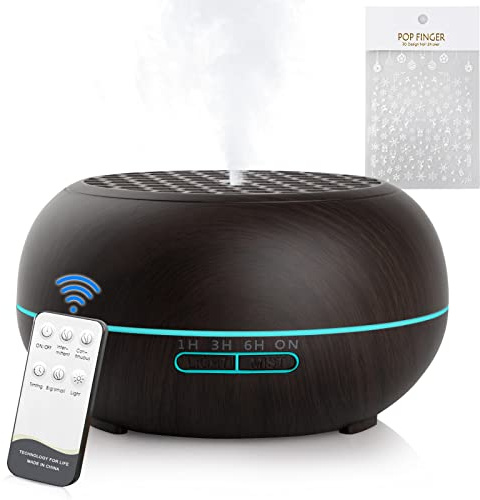 Simpeak Diffuseur d'Huiles Essentielles 550ml, Télécommande d'humidificateur Ultrasonique sans BPA avec 7 Couleurs Lumières LED 3 Minuterie pour la Maison/Yoga/Bureau/Spa