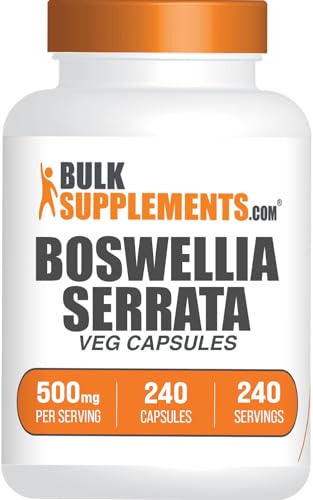 BulkSupplements.com Boswellia Serrata Extract Capsules - Boswellia Serrata Capsules - Boswellia Serrata Supplement, Gluten Free, 1 Capsule per Serving, 240 Veg Capsules (Pack of 1)