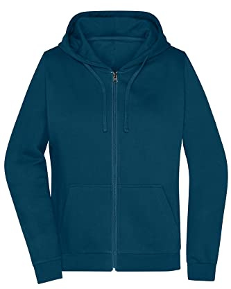 James & Nicholson Damen Basic Kapuzen-Sweatjacke - Leicht taillierte Sweatjacke mit Kapuze