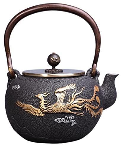 RUVOO Theiere Fonte Théière en Fonte Théière Japonaise 1200ML Théière Théières en Fonte Couleur Antique Cochon Fer Théière Usage Quotidien À La Maison Theiere Japonaise