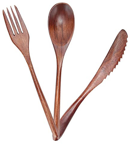 Ustensiles De Cuisine Bois, Ensemble De 3 Polyvalent Et Fiable Durable Artisanat Sans Couture De Cuillere En Bois, Facile à Nettoyer Ustensiles De Cuisine Pour Toutes Les Occasions
