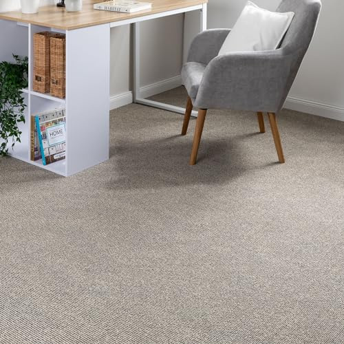 Steffensmeier Teppichboden Rhodos Meterware | Auslegware für Kinderzimmer Wohnzimmer Schlafzimmer | Beige Anthrazit, Größe: 100x200 cm