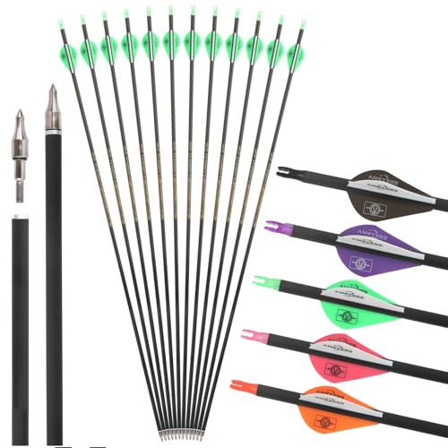 Bogenschießen 100% Pure Carbon Pfeile 32 Zoll Jagd Ziel Praxis Pfeile Spine 300 350 400 500 600 Schießpfeil für Recurvebogen Compoundbogen Langbogen