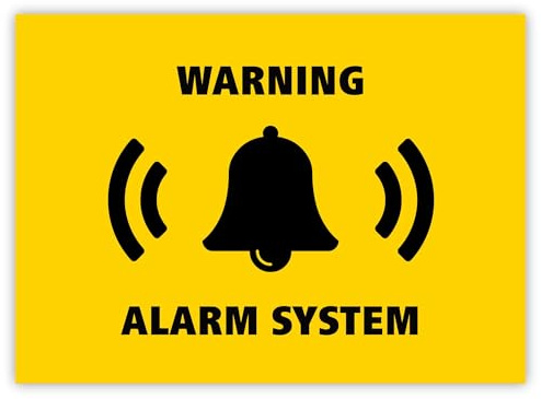 5 x Alarm System Stickers - Yellow - Security Alarm Warning Sign - for Doors Windows Cars - Weatherproof (7.4 x 5.2 cm)
