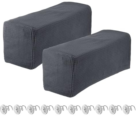 sourcing map 2 fundas elásticas para reposabrazos para sillas/sofás, fundas para reposabrazos de sofá con pasador giratorio, fundas protectoras de muebles, color gris oscuro