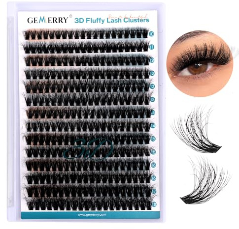 GEMERRY Wimpern Extensions 3D Effekt 60D 0.07 D Curl 10-18 Mix | DIY Clusterwimpern Cluster Lashes Wimpernbüschel zu Hause(3D-60D-0.07D-10-18mm)