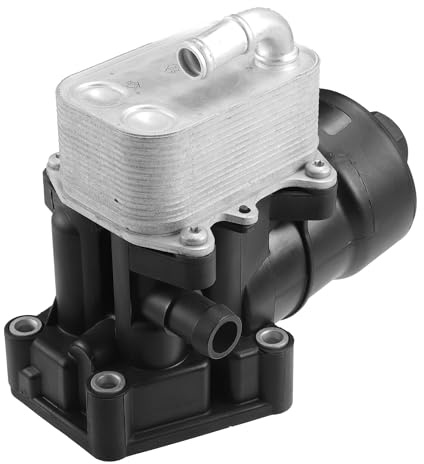 A ABSOPRO Motoröl-Kühler Ölfiltergehäuse-Adapter Montage Nr. 03L115389E mit O-Ring-Dichtungen und Ölkühler für Audi A3 TT Q3 Aluminiumlegierung Schwarz