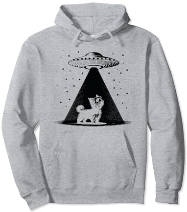 Teacup Yorkie Mom Dad Dog - Funny Alien UFO Pullover Hoodie