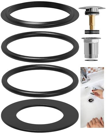 FEINER® | 4 piezas | Juego de juntas de repuesto original para desagüe lavabo con y sin rebosadero, 2 x juntas tóricas para tapón, 1 x junta superior, 1 x junta de conexión para sifón
