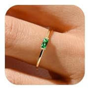 Aidenn Geburtsstein Ringe Gold für Frauen Damen,14K Vergoldet, Stapelbarer Smaragd Ring für Mädchen, Geschenke zum Geburtstag der Mütter, Verlobungs, Hochzeits und Versprechensringe Schmuck 60cm