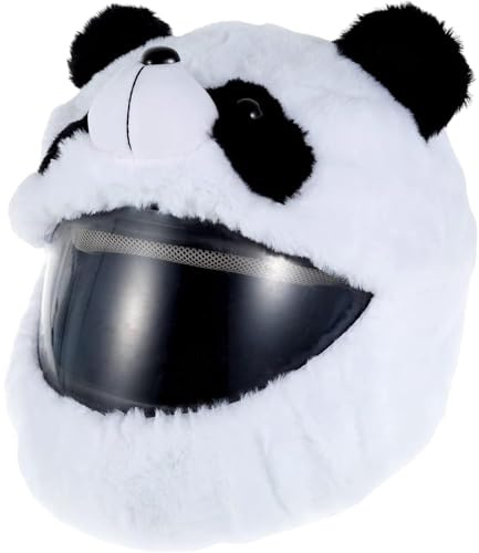 Vobumix Motorcykelhjälmskydd, motorcykelhjälmskydd, rolig söt plysch-panda-hjälmskydd, motorcykeltillbehör för de flesta integralhjälmar