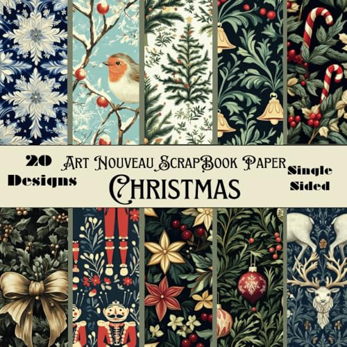 Art Nouveau Traditional Christmas Scrapbook paper: 20 single sided designs / cardmaking / Origami / papercrafts / Junk Journal