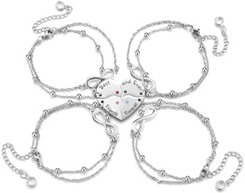 Jovivi Pulsera de amistad para mejores amigas, regalos de amistad para mujeres y niñas, pulseras de corazón infinito para mejores amigas, regalos de cumpleaños y Navidad para
