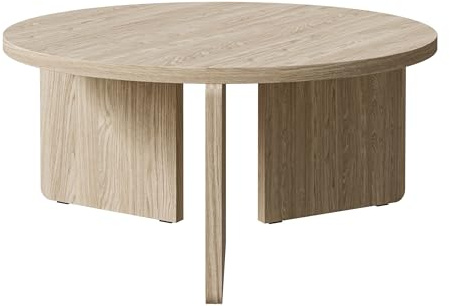 Selsey Couchtisch Wohnzimmertisch Beistelltisch Kaffeetisch Rund 85 cm Sofatisch Eiche Geölt Preffines