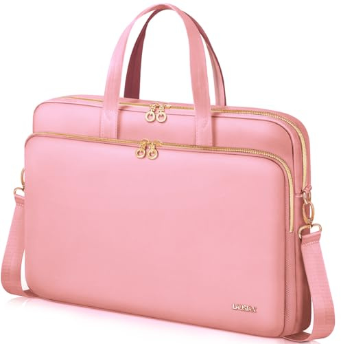 Lausiax 17 17.3 Inch Laptop Case Bag Women Men Compatible with HP OmniBook Envy Omen Pavilion/Dell Inspiron Precision/LG Gram/Yoga ThinkPad, Messenger Carrying Briefcase Computer Bag 18 inch, Pink | Compatible with HP OmniBook Envy Omen Pavilion/Dell Inspiron Precision/LG Gram/Yoga ThinkPad, Carrying Bag 18 inch, Pink
