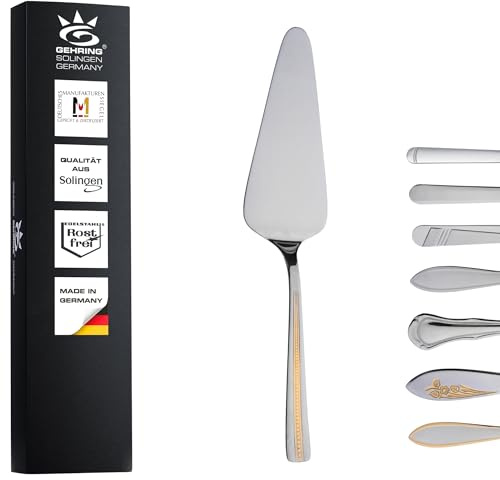 Gehring Solingen Pearl Pelle à tarte décorée dorée I Pelle à gâteau pour pizza et pâtisserie, lasagnes, quiche en acier inoxydable 18/10 I Passe au lave-vaisselle I Fabriqué en Allemagne