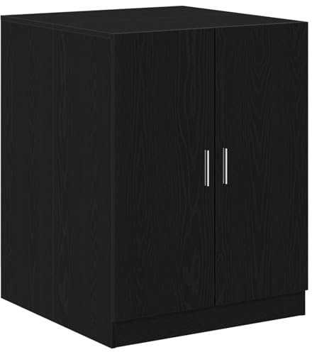 vidaXL Mobile Moderno in Rovere Nero per Lavatrice con Porte a Cerniera per Stoccaggio Lavanderia | Costruzione in Legno Ingegnerizzato Uso Interno unità per Spazi Organizzati in Bagno Mobili Stanza