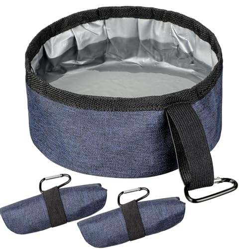 Lot de 2 gamelles pliables pour chien, grande capacité de 1,2 l, gamelles de voyage pliables pour animaux de compagnie pour randonnée et camping (bleu)