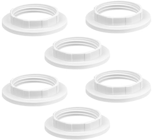 NUTTDOO Lampshade Reducer Ring,6 Pack E14 Plastic Screw Collar Ring 28MM,Lampshade Fittings E14 for Table Lamp,Ceiling Lights,Plastic Screw Bulbs Lamp Holder (E14-28MM)