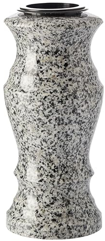 Grey Granite Flower Vase Grave Cemetery - Stunning Monument Graveside Decor - Tall And Heavy Versatile Use for Graveside, Home & Garden – Speckled Grey